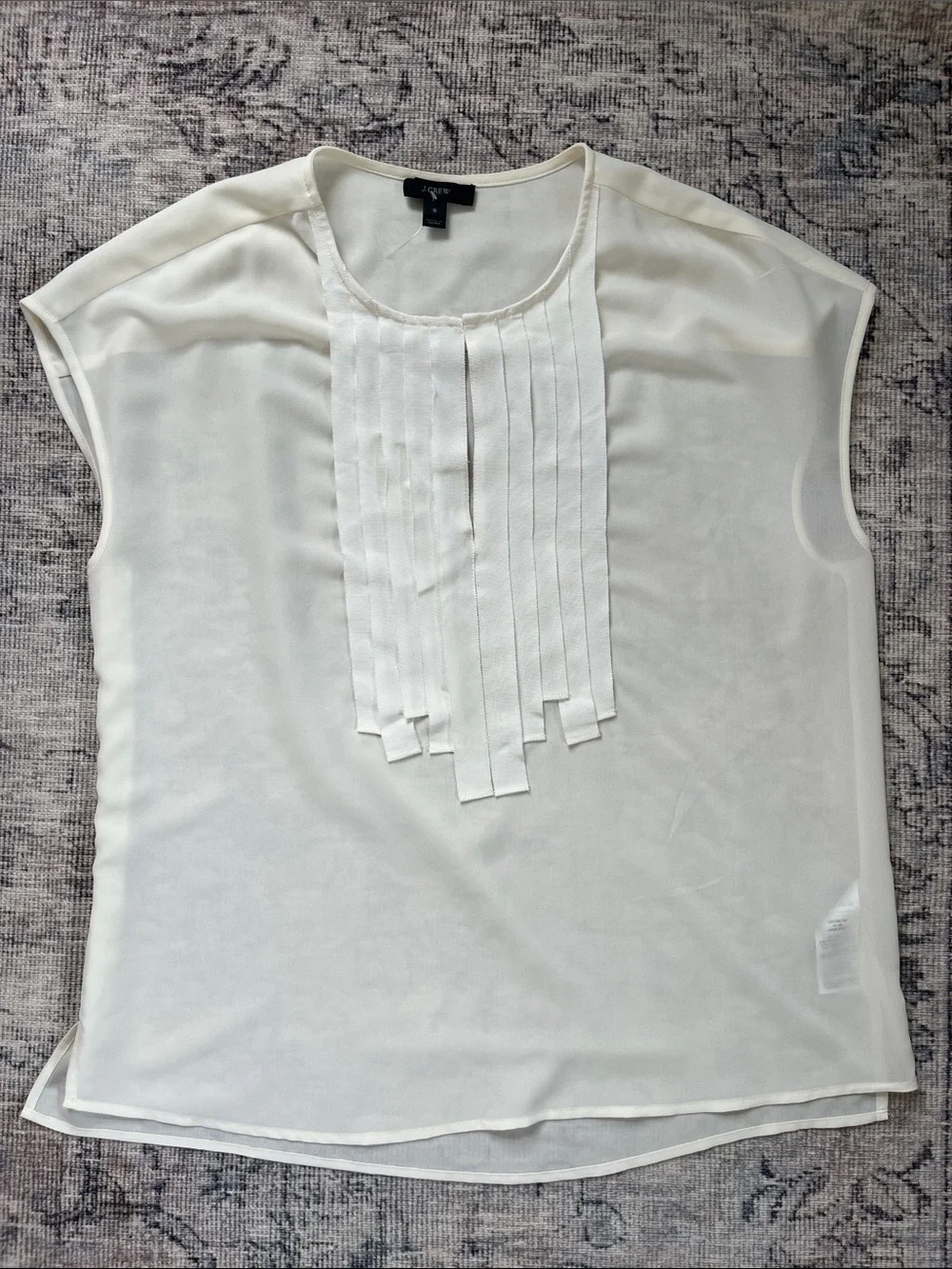 J.crew ivory ribbon front tuxedo short sleeved blouse - size 6
